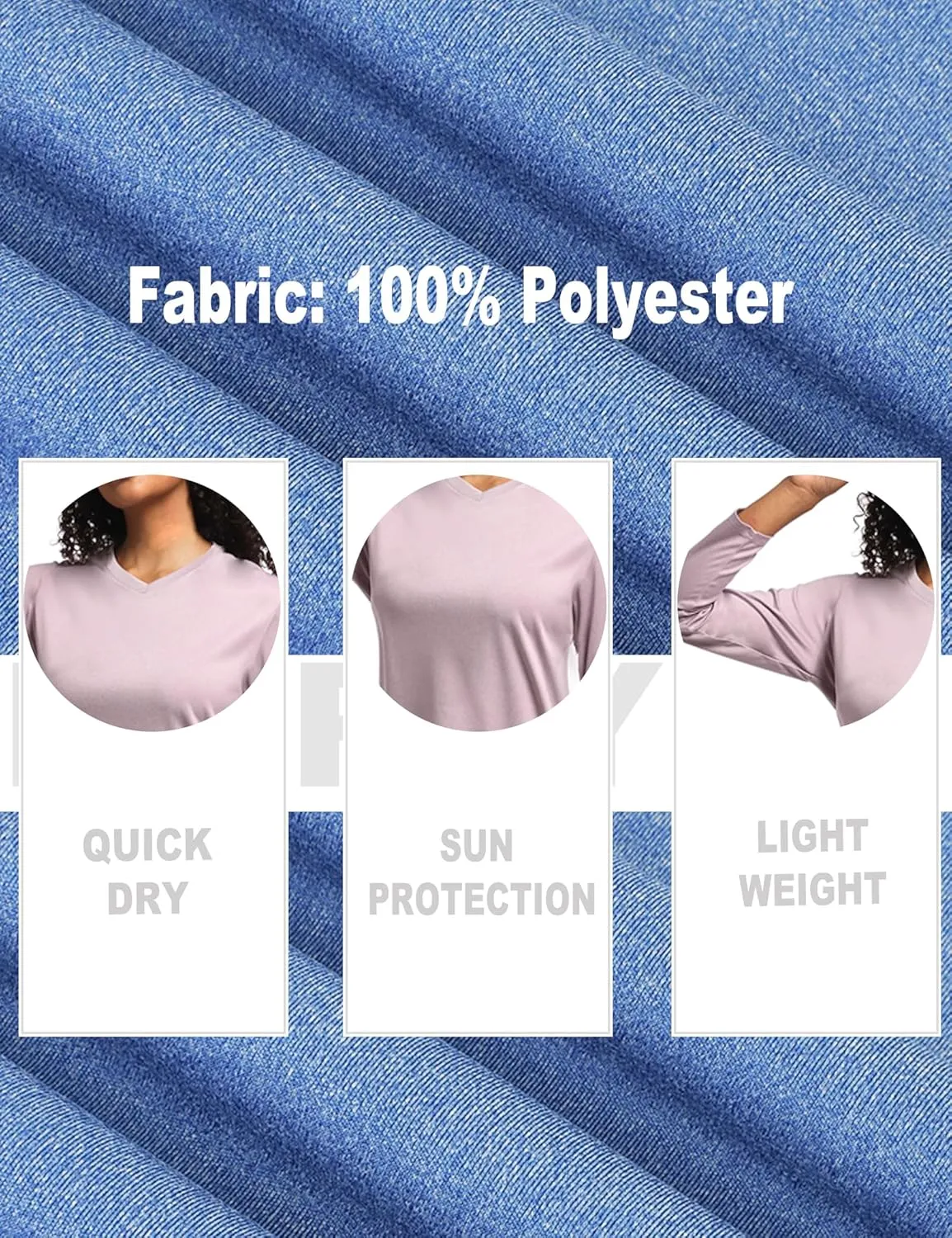1/6 Pack Womens Long Sleeve Workout Shirts,UPF50  Dry Fit V Neck UV Sun Protection Running Athletic Tops T Shirts