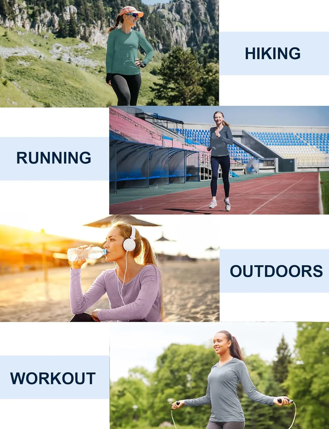 1/6 Pack Womens Long Sleeve Workout Shirts,UPF50  Dry Fit V Neck UV Sun Protection Running Athletic Tops T Shirts