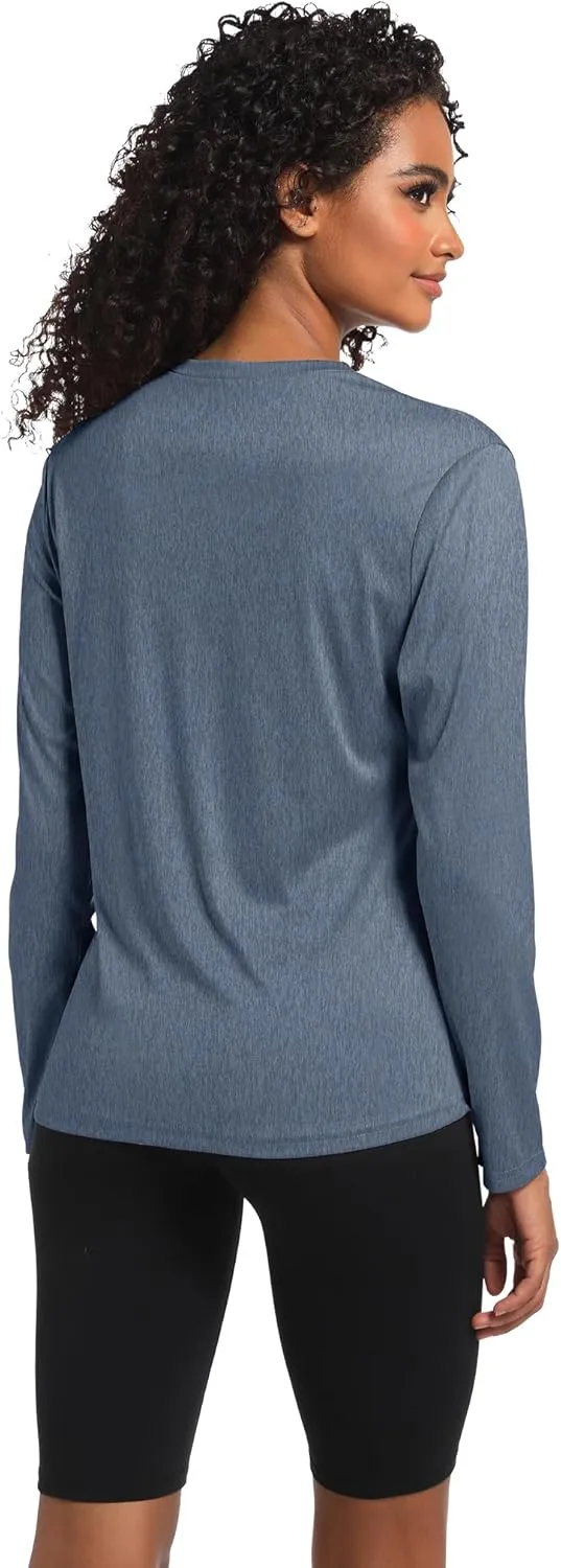 1/6 Pack Womens Long Sleeve Workout Shirts,UPF50  Dry Fit V Neck UV Sun Protection Running Athletic Tops T Shirts
