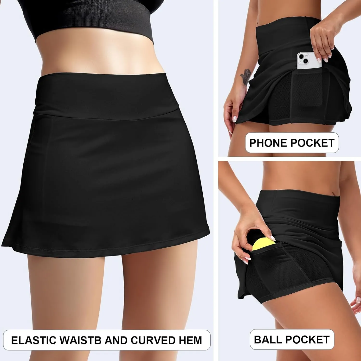 2 Pack Golf Skirts for Women High Waisted A Line Tennis Golf Athletic Casual Skorts with Shorts Pockets Workout