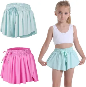 3 Pack Butterfly Flowy Shorts Skirts for Girls Tennis Cheer Stuff Athletic Preppy Running Sports Skirt for Teen Girls