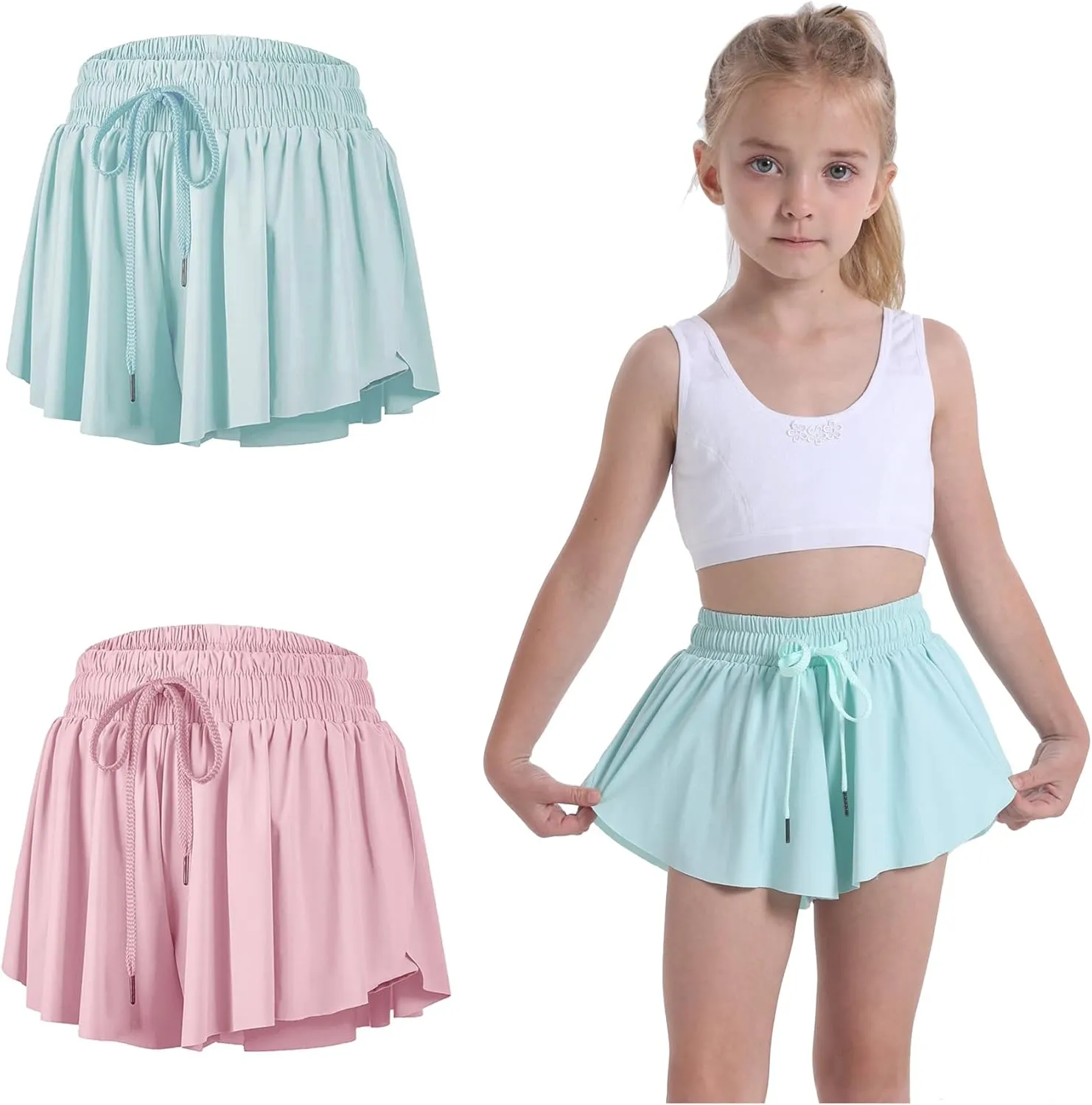 3 Pack Butterfly Flowy Shorts Skirts for Girls Tennis Cheer Stuff Athletic Preppy Running Sports Skirt for Teen Girls