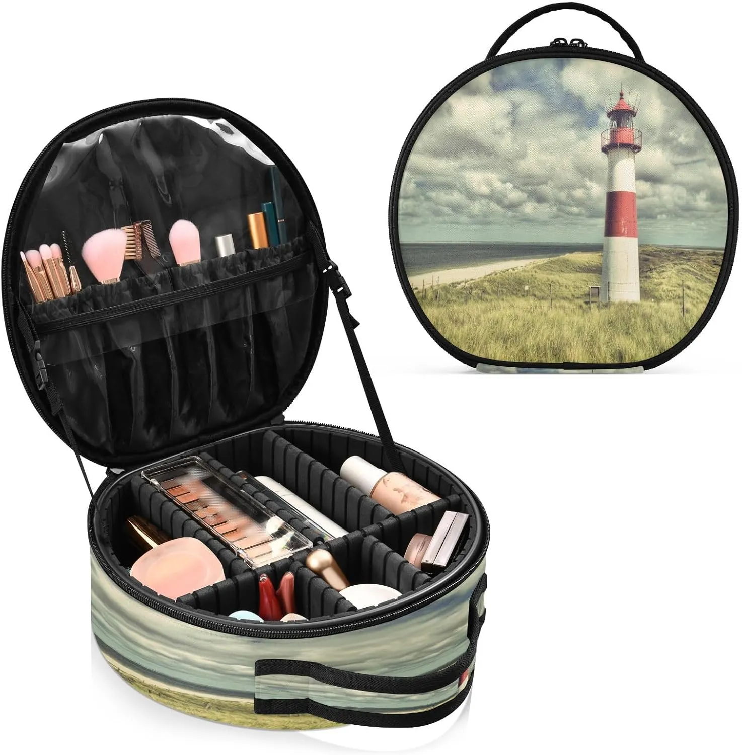 ALAZA Lighthouse List Coastal Landscape Travel Cosmetic Organizer Make up Organizer Toiletry Bag