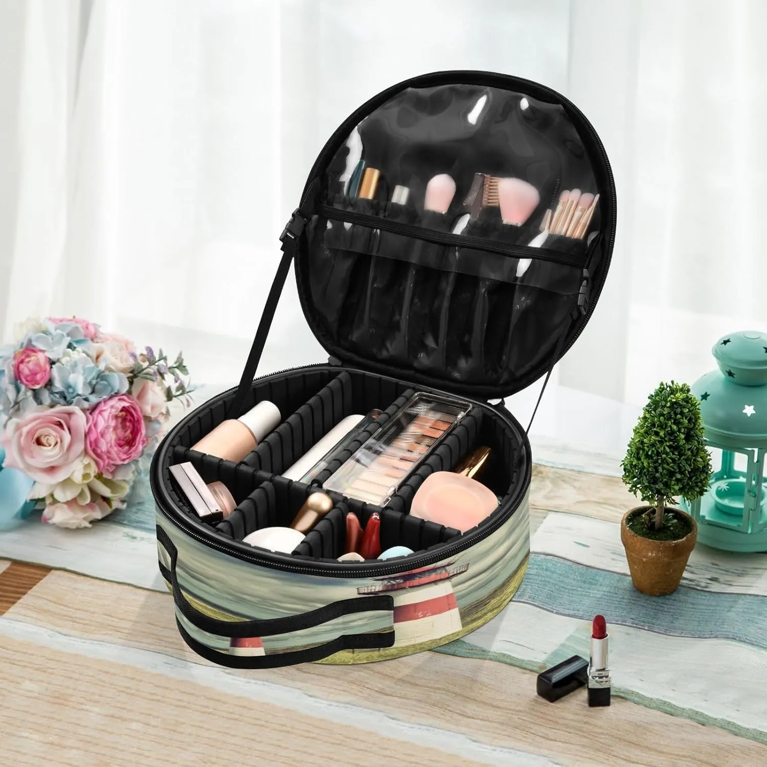 ALAZA Lighthouse List Coastal Landscape Travel Cosmetic Organizer Make up Organizer Toiletry Bag