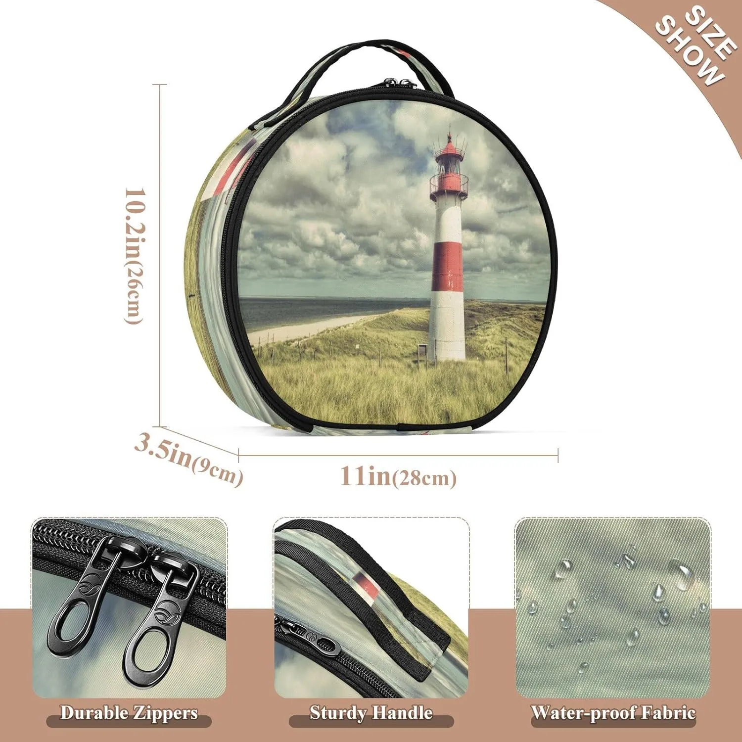 ALAZA Lighthouse List Coastal Landscape Travel Cosmetic Organizer Make up Organizer Toiletry Bag