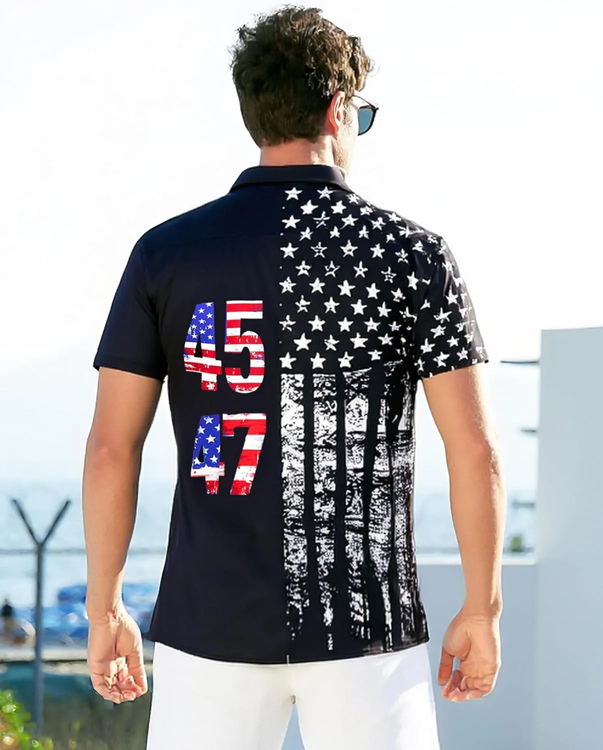 ALISISTER Men's Hawaiian Shirt Button Down Short Sleeve Shirts Funny Novelty Holiday Tops