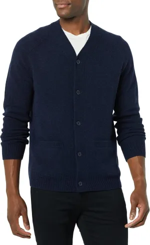 Amazon Essentials Men's Lambs Wool V-Neck Cardigan Sweater with Pockets (Previously Goodthreads)