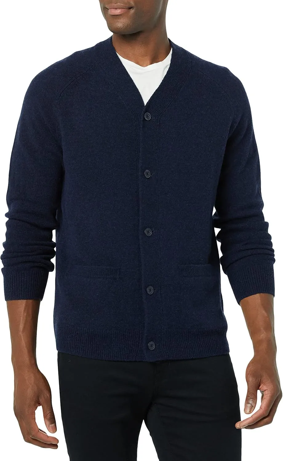 Amazon Essentials Men's Lambs Wool V-Neck Cardigan Sweater with Pockets (Previously Goodthreads)