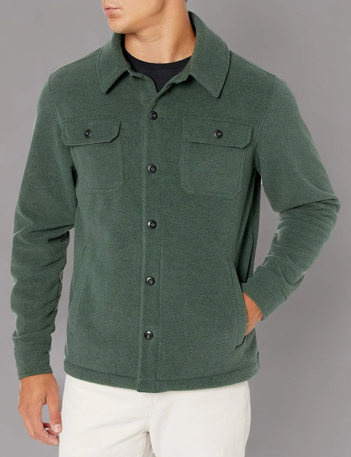 Amazon Essentials Men's Long-Sleeve Polar Fleece Shirt Jacket