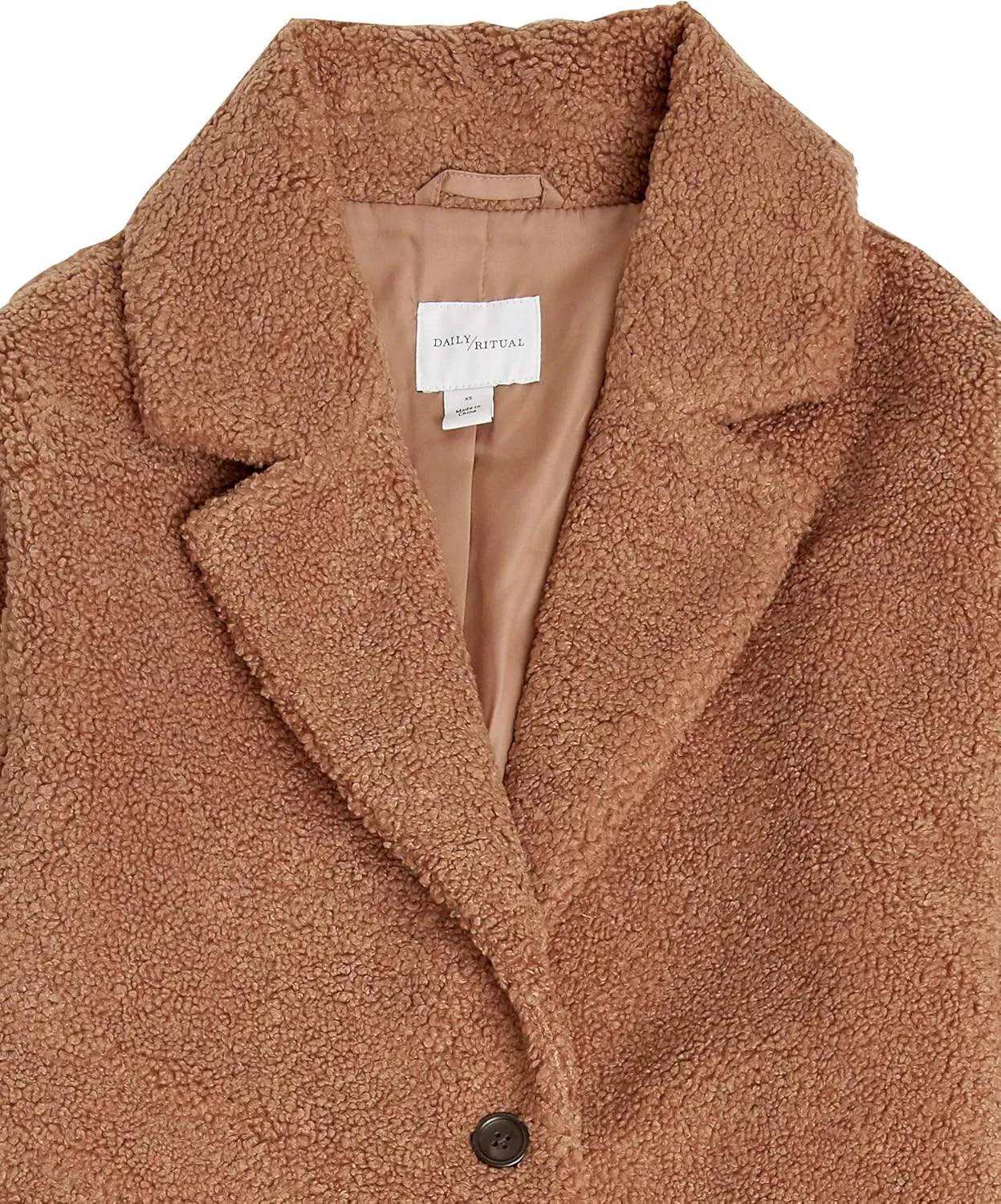 Amazon Essentials Women's Teddy Bear Fleece Oversized-Fit Lapel Jacket (Previously Daily Ritual)