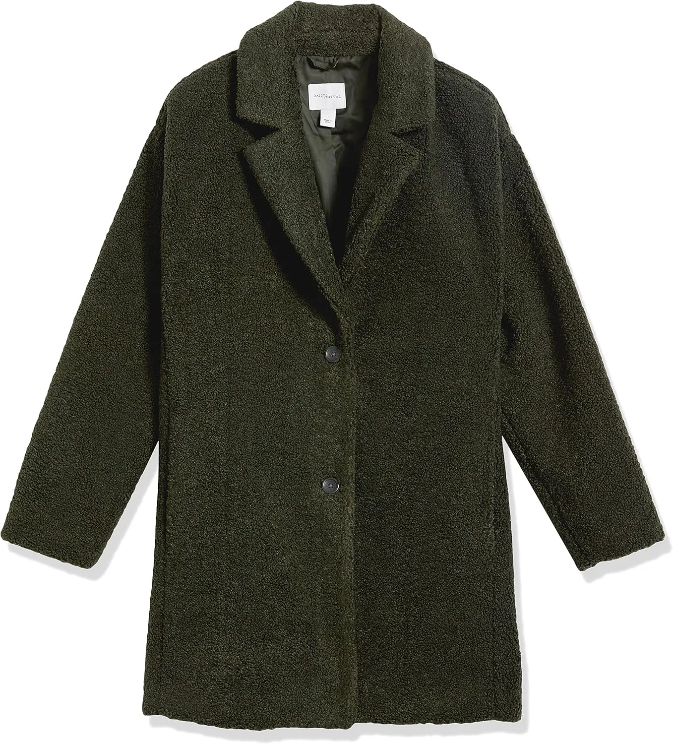 Amazon Essentials Women's Teddy Bear Fleece Oversized-Fit Lapel Jacket (Previously Daily Ritual)
