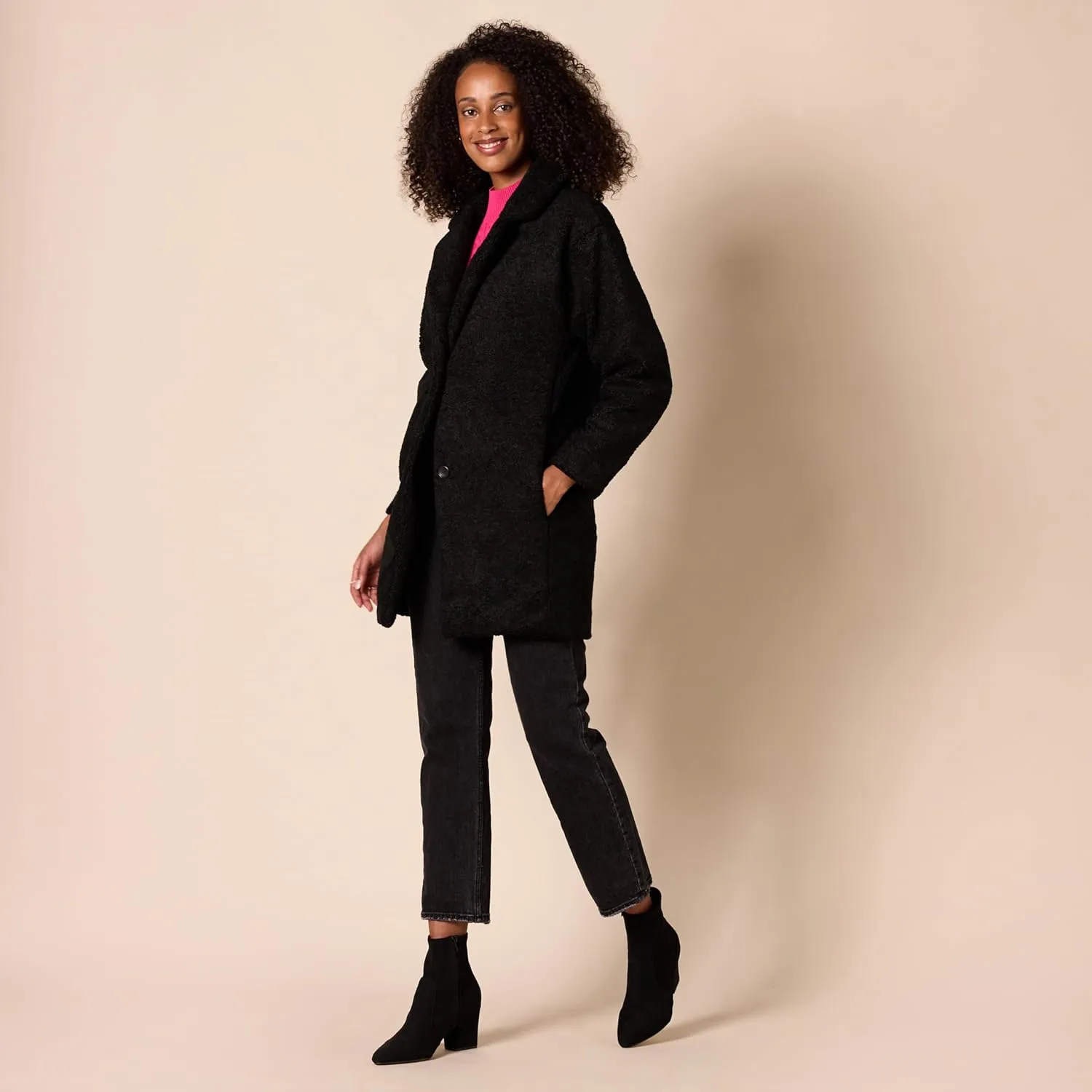 Amazon Essentials Women's Teddy Bear Fleece Oversized-Fit Lapel Jacket (Previously Daily Ritual)
