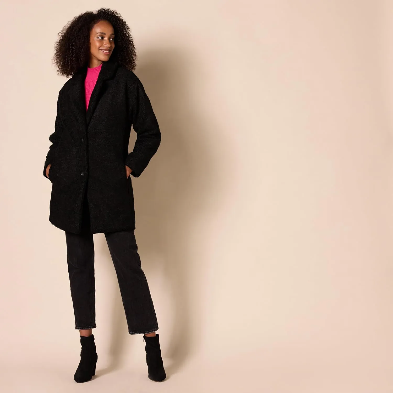Amazon Essentials Women's Teddy Bear Fleece Oversized-Fit Lapel Jacket (Previously Daily Ritual)