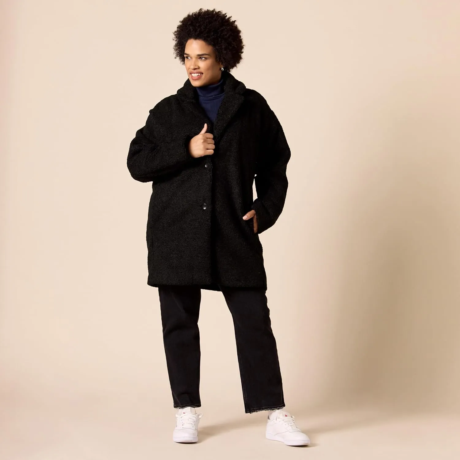 Amazon Essentials Women's Teddy Bear Fleece Oversized-Fit Lapel Jacket (Previously Daily Ritual)