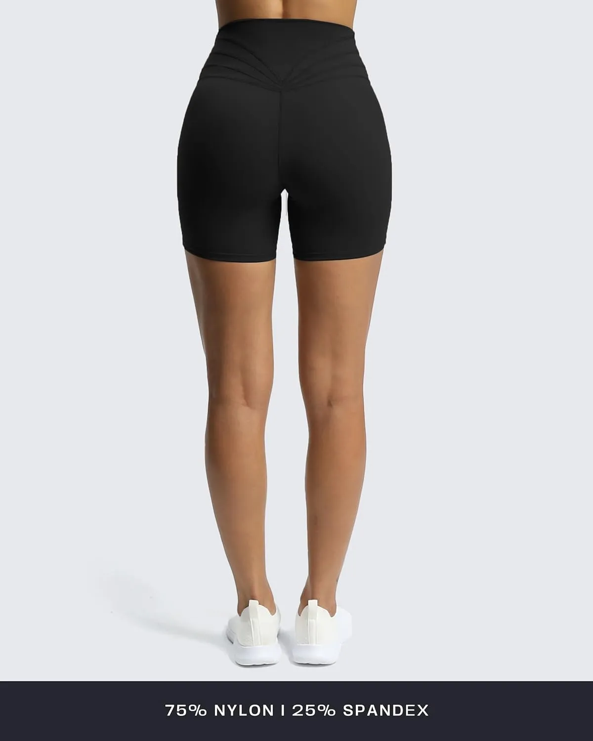 Aoxjox Trinity Workout Biker Shorts for Women Cross-Waist Crossover High Waisted Tummy Control Athletic Running Yoga Short 6"