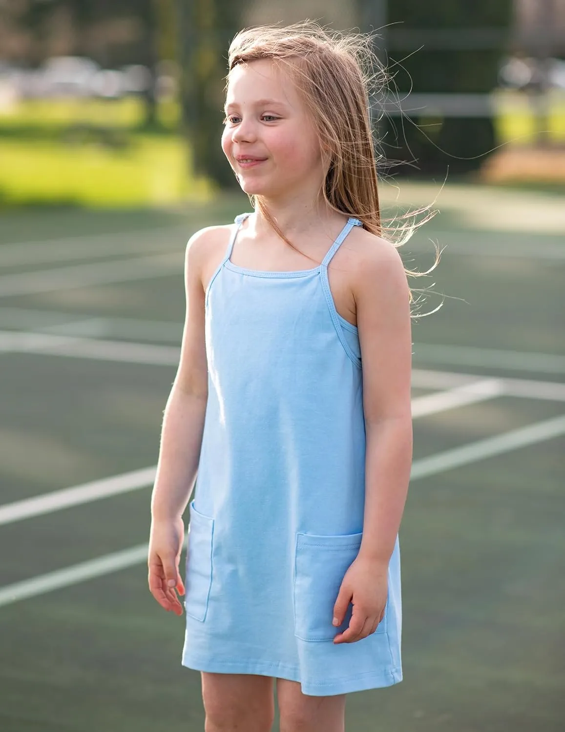 Arshiner Girls Dress with Shorts Casual Summer Spaghetti Straps One Piece Romper Dresses with Pockets for Kid 5-15 Y