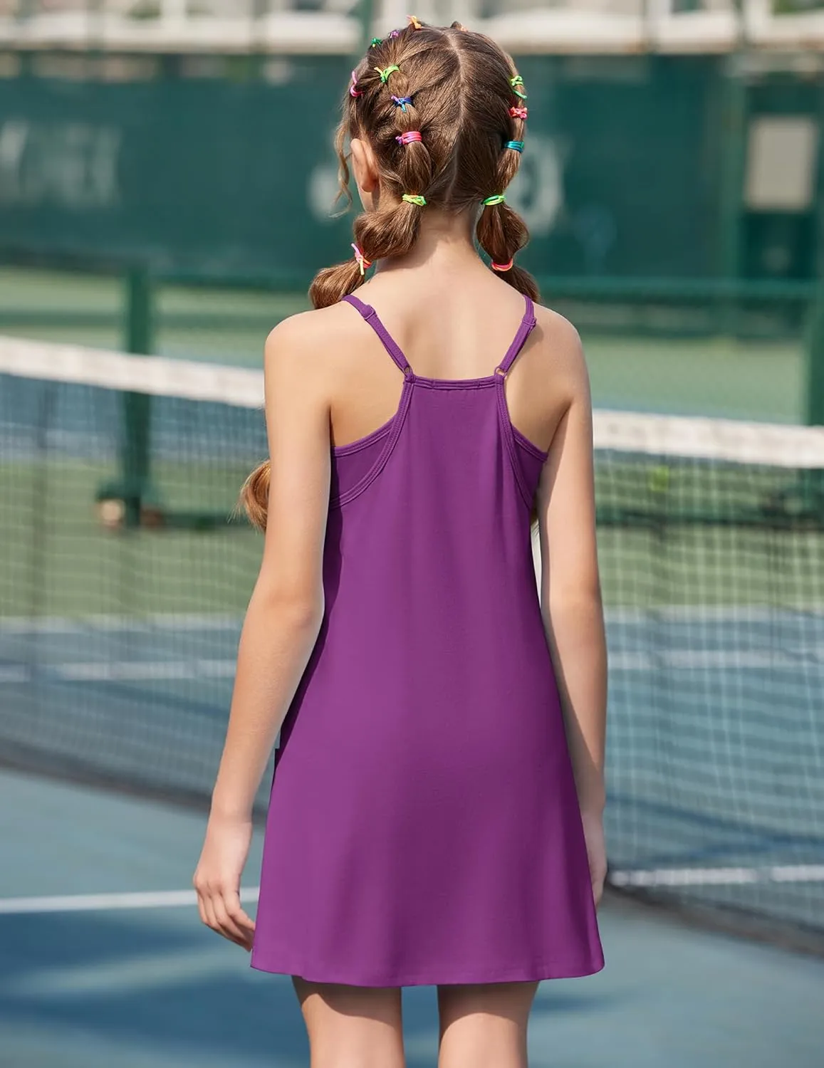 Arshiner Girls Dress with Shorts Casual Summer Spaghetti Straps One Piece Romper Dresses with Pockets for Kid 5-15 Y