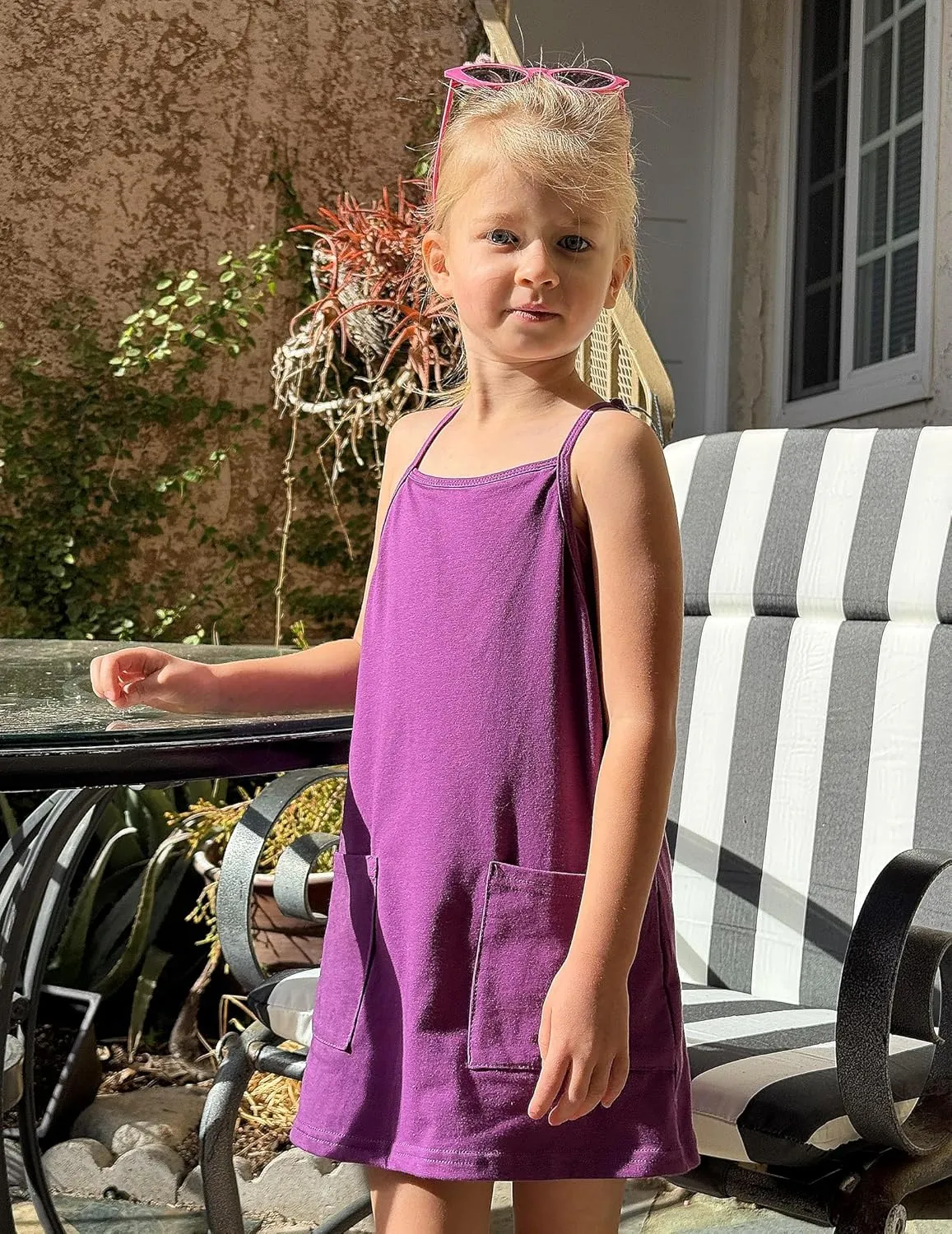 Arshiner Girls Dress with Shorts Casual Summer Spaghetti Straps One Piece Romper Dresses with Pockets for Kid 5-15 Y