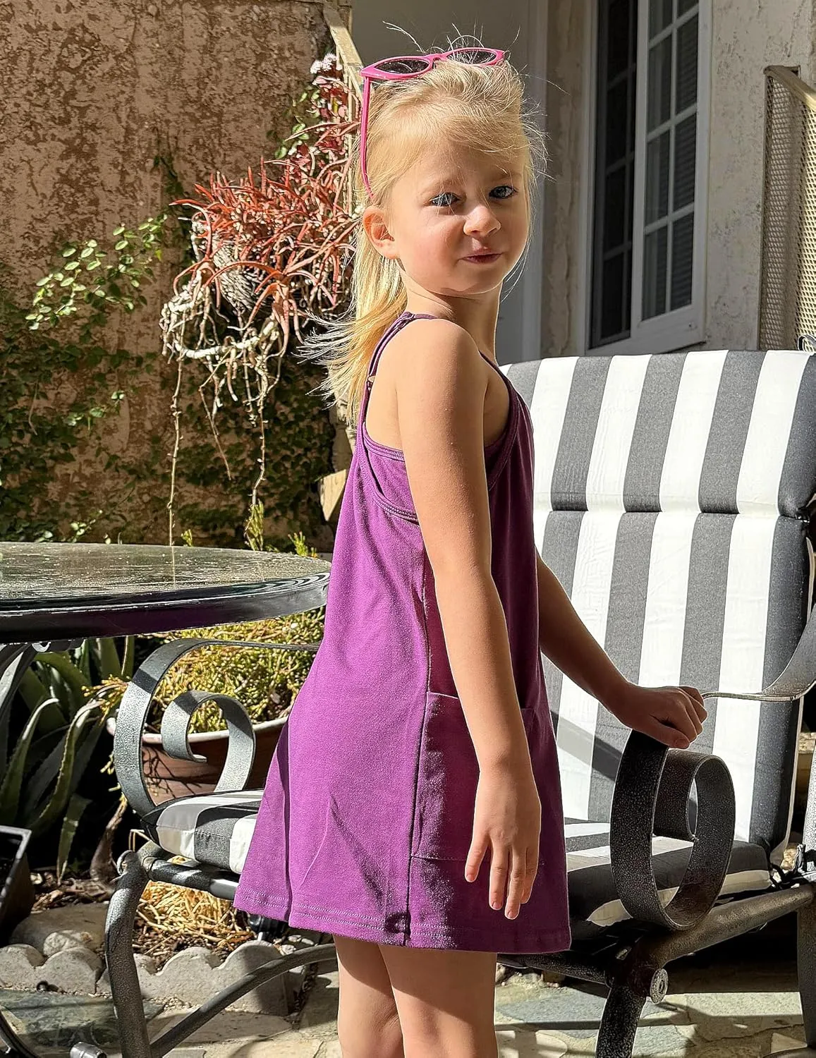 Arshiner Girls Dress with Shorts Casual Summer Spaghetti Straps One Piece Romper Dresses with Pockets for Kid 5-15 Y