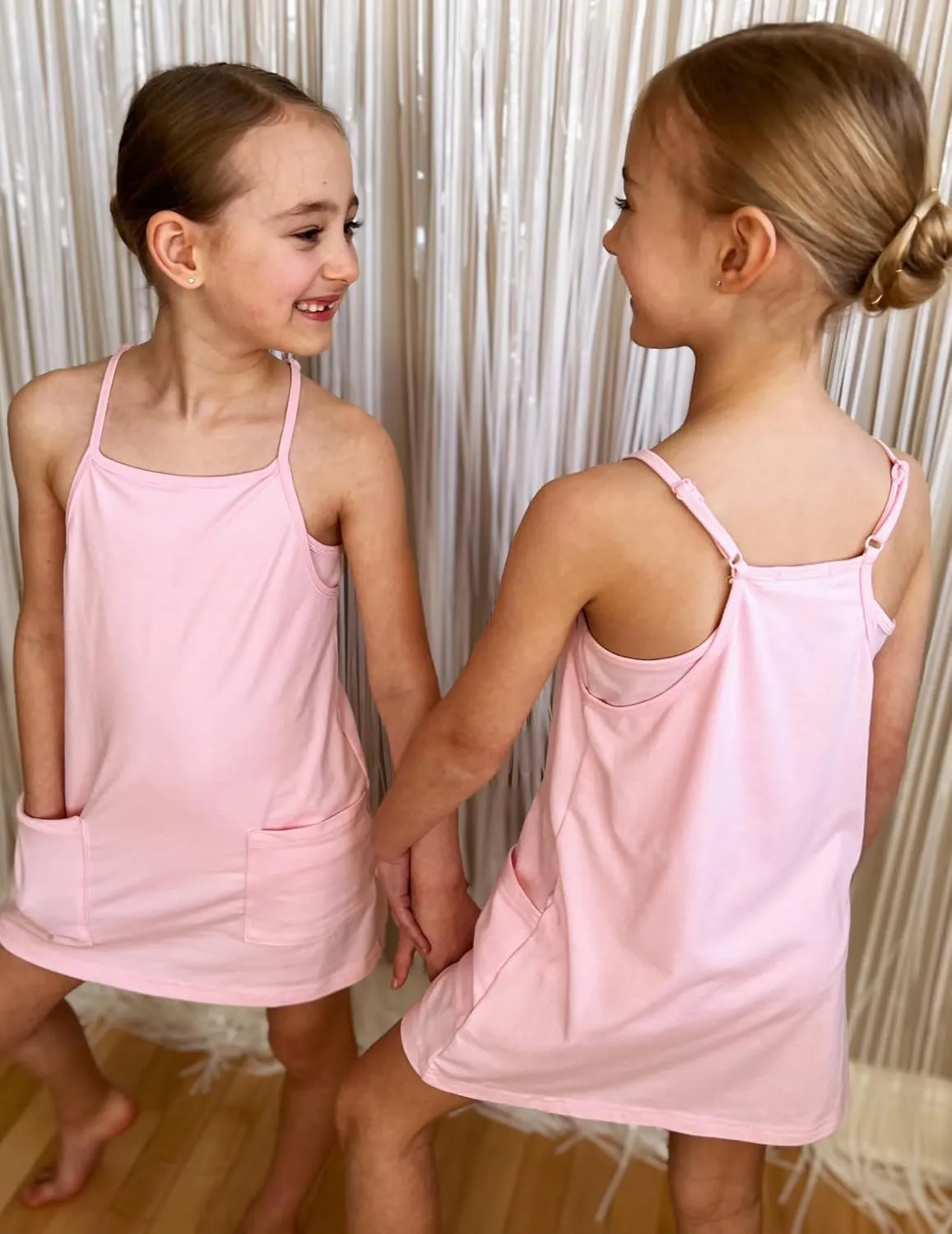 Arshiner Girls Dress with Shorts Casual Summer Spaghetti Straps One Piece Romper Dresses with Pockets for Kid 5-15 Y