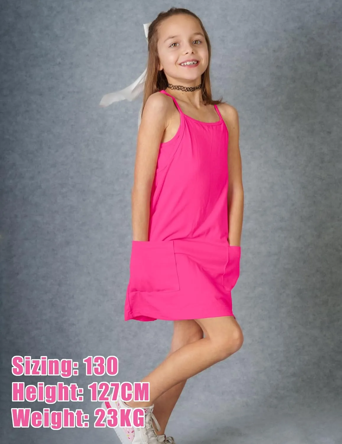 Arshiner Girls Dress with Shorts Casual Summer Spaghetti Straps One Piece Romper Dresses with Pockets for Kid 5-15 Y