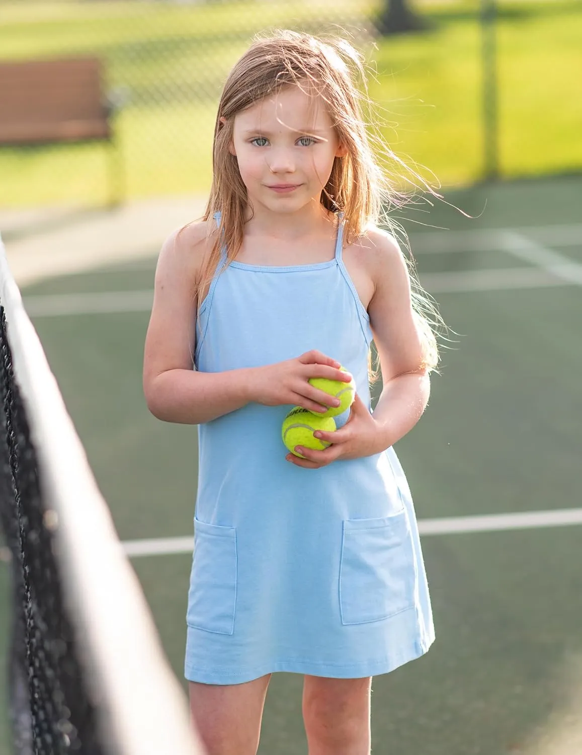 Arshiner Girls Dress with Shorts Casual Summer Spaghetti Straps One Piece Romper Dresses with Pockets for Kid 5-15 Y