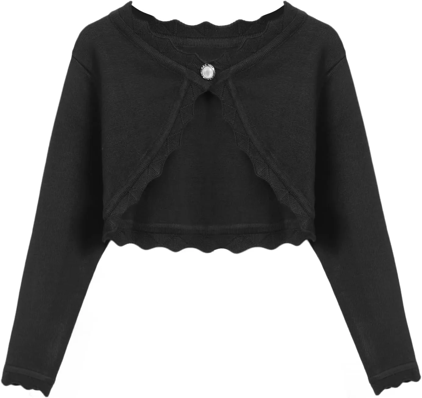 Arshiner Girls Open Front Bolero Shrug Kids Long Sleeve Cropped Elegant Cardigan Knit Sweater