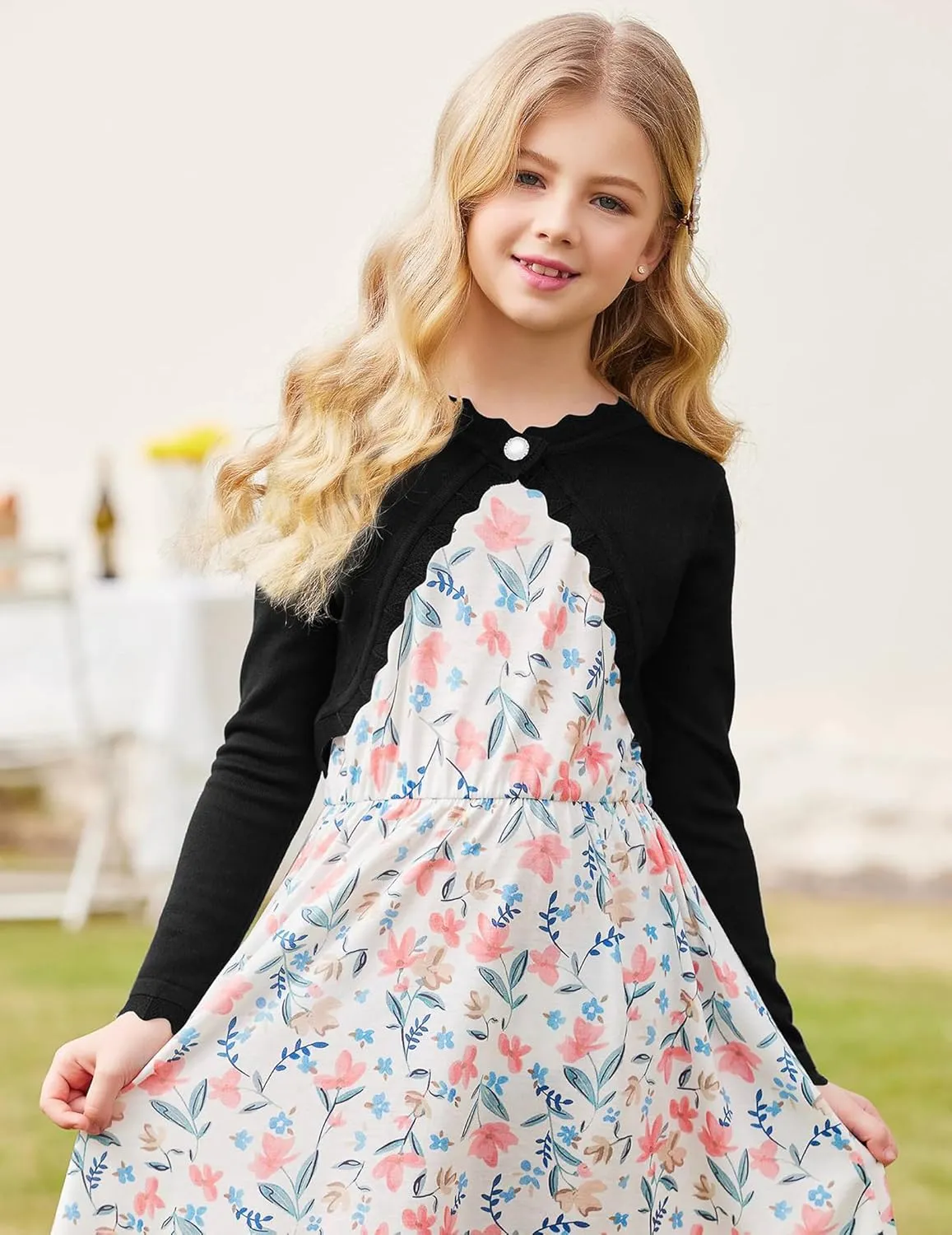 Arshiner Girls Open Front Bolero Shrug Kids Long Sleeve Cropped Elegant Cardigan Knit Sweater