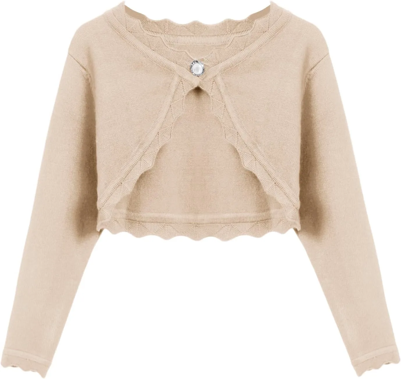 Arshiner Girls Open Front Bolero Shrug Kids Long Sleeve Cropped Elegant Cardigan Knit Sweater