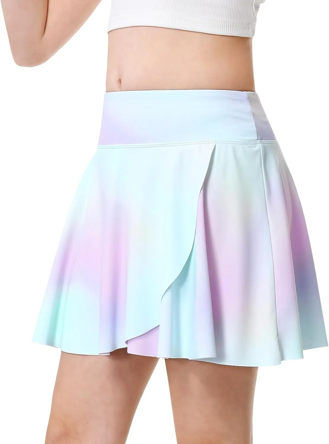 Athletic Skorts for Girls Tennis Golf Skirts with Shorts and Pockets Flowy Workout Golf Running Skirts Tie-Dye
