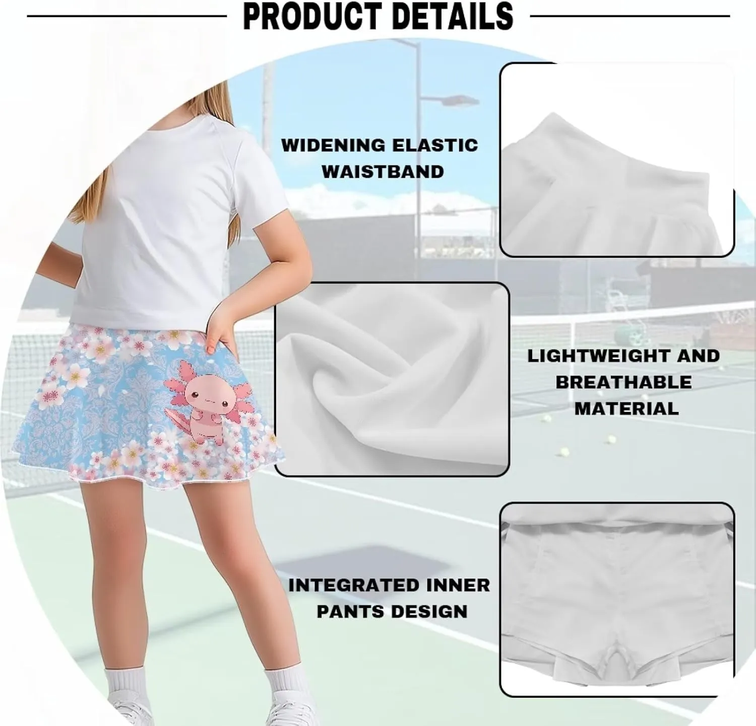 Athletic Skorts with Pocket for Girls 5-14 Years Sports Skirt Summer Casual Wear Tennis Gym