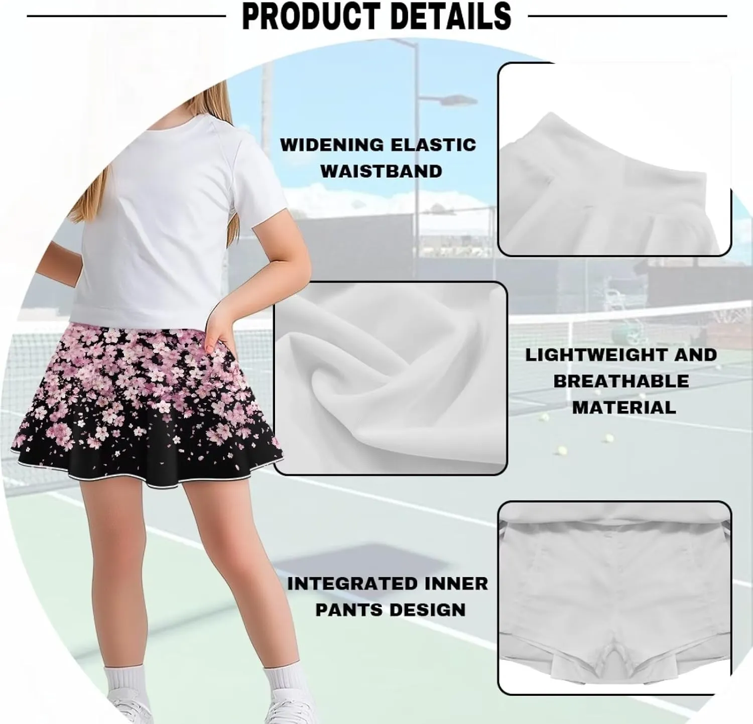 Athletic Skorts with Pocket for Girls 5-14 Years Sports Skirt Summer Casual Wear Tennis Gym