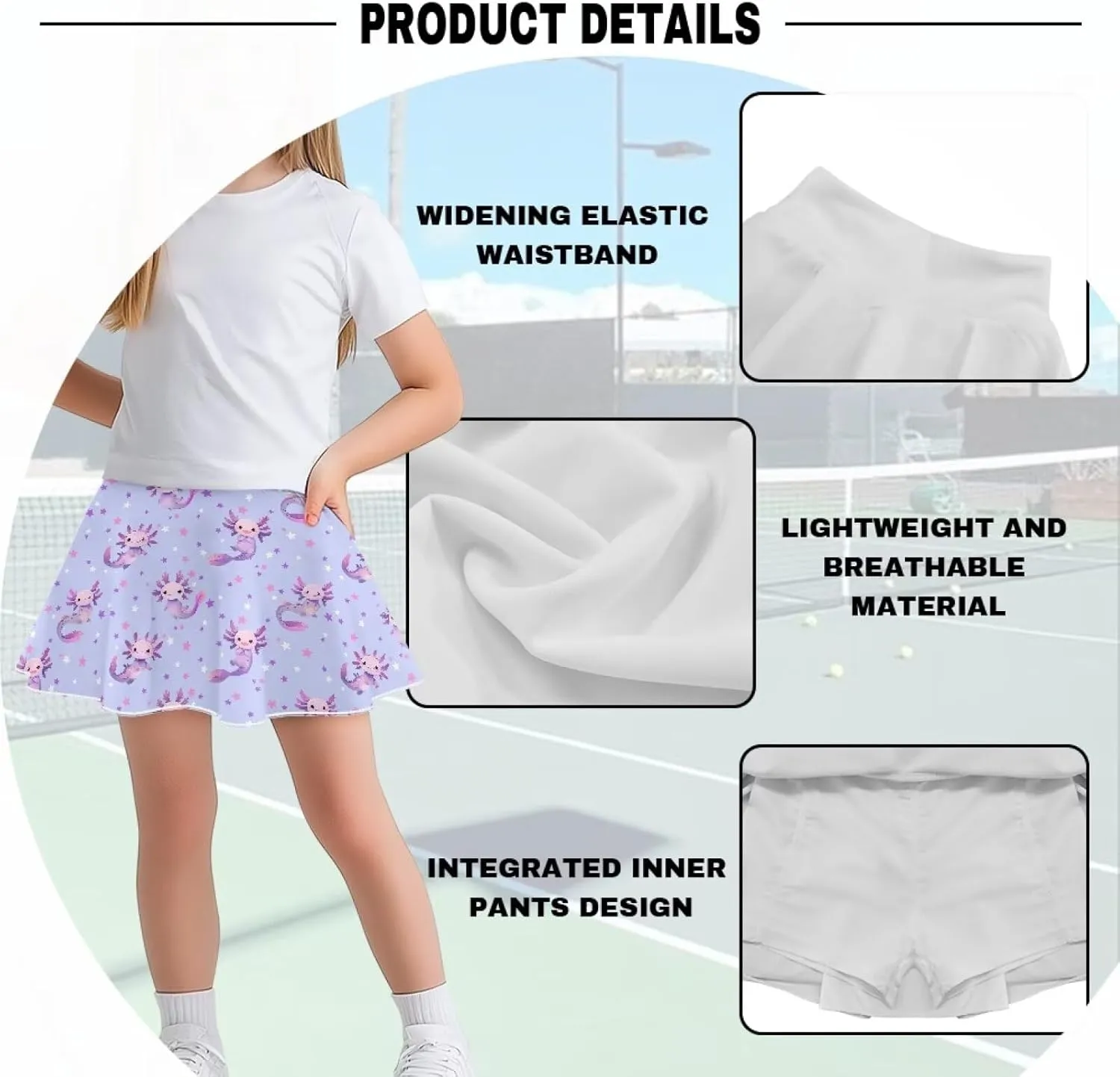 Athletic Skorts with Pocket for Girls 5-14 Years Sports Skirt Summer Casual Wear Tennis Gym