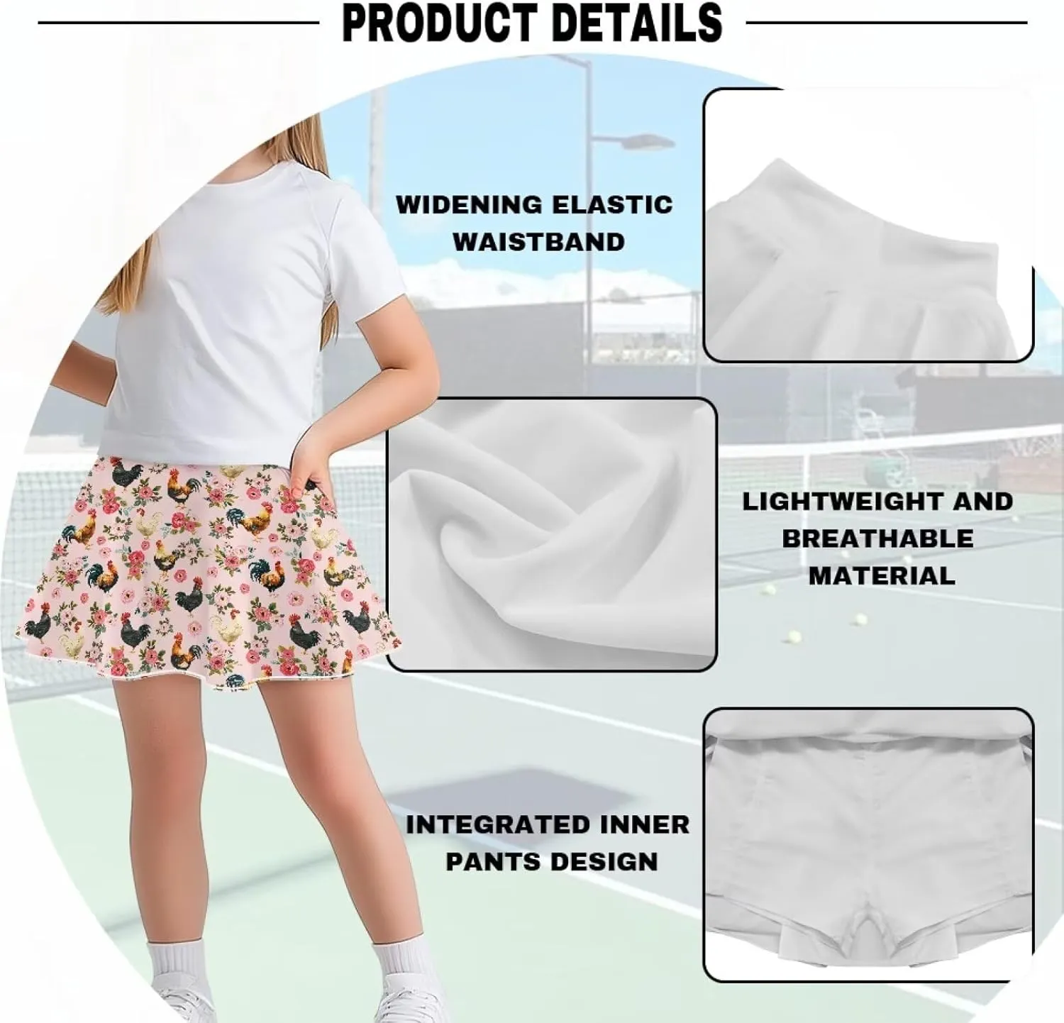 Athletic Skorts with Pocket for Girls 5-14 Years Sports Skirt Summer Casual Wear Tennis Gym