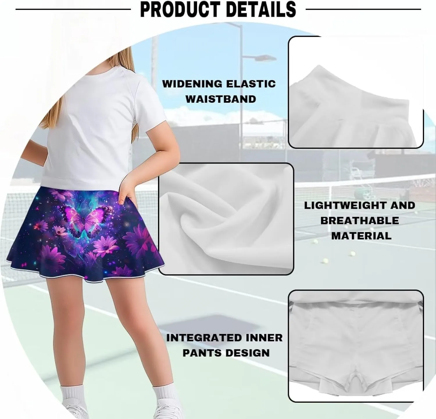 Athletic Skorts with Pocket for Girls 5-14 Years Sports Skirt Summer Casual Wear Tennis Gym