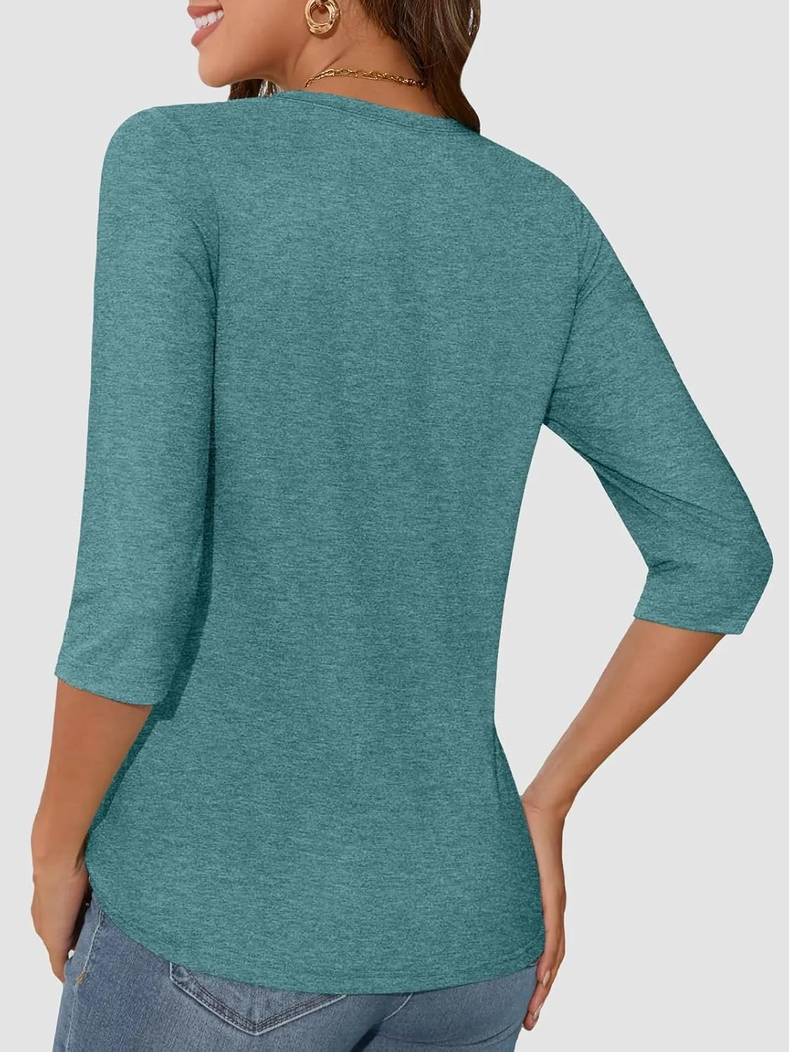 ATHMILE Womens 3/4 Sleeve T-Shirts Summer Tops Fall Fashion Blouses Beach Vacation Clothes Spring Tunic 2025 Trendy