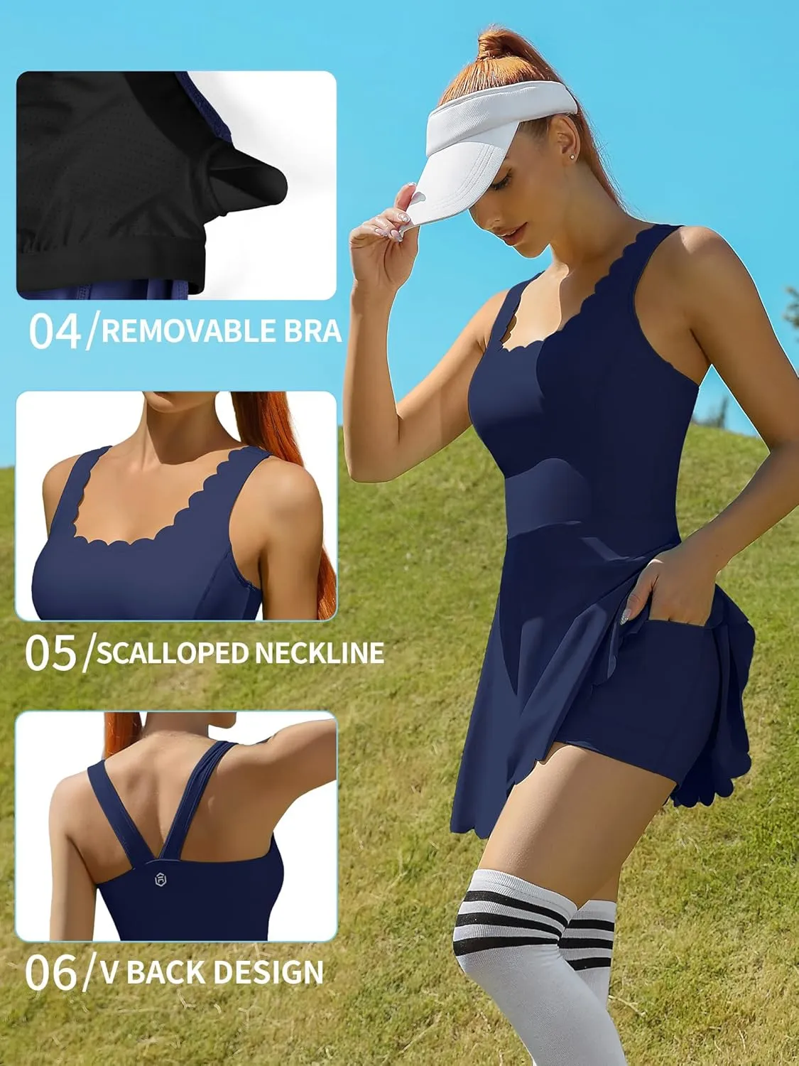 ATTRACO Women Tennis Dress with Shorts Workout Golf Skirts with Pockets Athletic Dresses