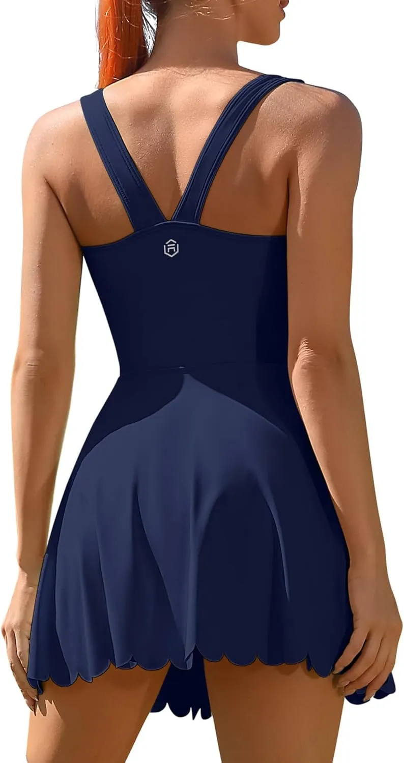 ATTRACO Women Tennis Dress with Shorts Workout Golf Skirts with Pockets Athletic Dresses