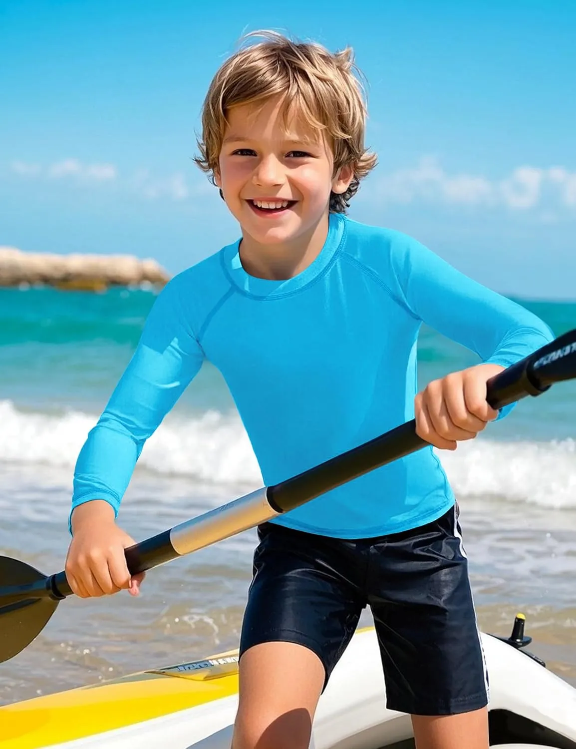 Auranso Boys Rash Guard Swim Shirt UPF 50  Long Sleeve Sun Protection Quick Dry Shirt
