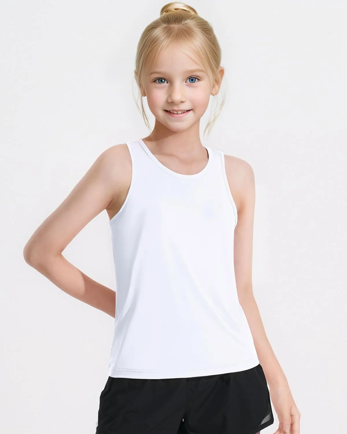 Auranso Girls Tank Tops Racerback Sleeveless UPF 50  Quick Dry Athletic Shirts Sports Dance Workout Tops