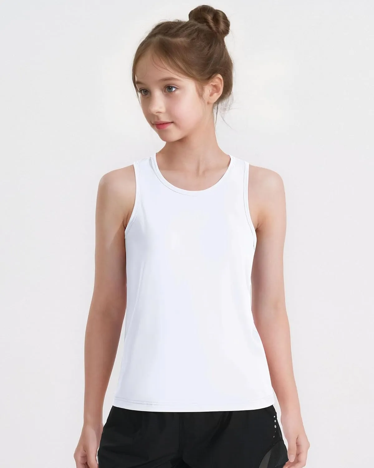 Auranso Girls Tank Tops Racerback Sleeveless UPF 50  Quick Dry Athletic Shirts Sports Dance Workout Tops