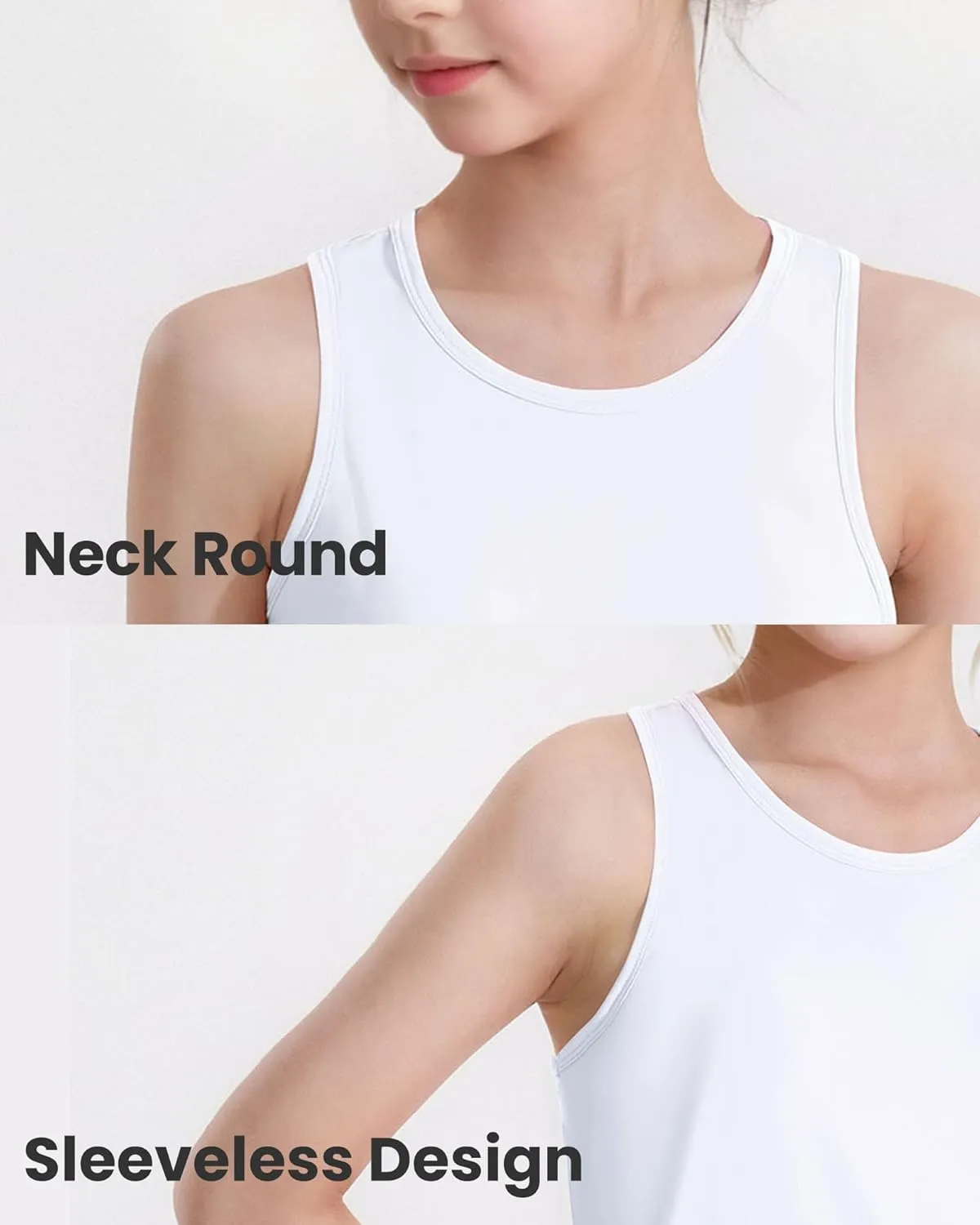 Auranso Girls Tank Tops Racerback Sleeveless UPF 50  Quick Dry Athletic Shirts Sports Dance Workout Tops