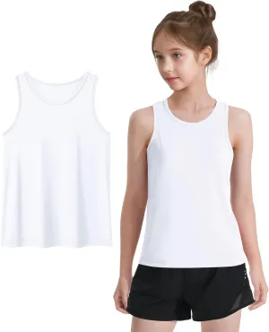Auranso Girls Tank Tops Racerback Sleeveless UPF 50  Quick Dry Athletic Shirts Sports Dance Workout Tops