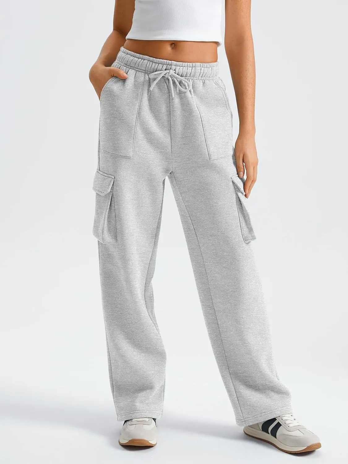 AUTOMET Womens Sweatpants Wide Leg Cargo Pants Fall Fashion Outfits Sweats Baggy Winter Clothes Parachute Joggers