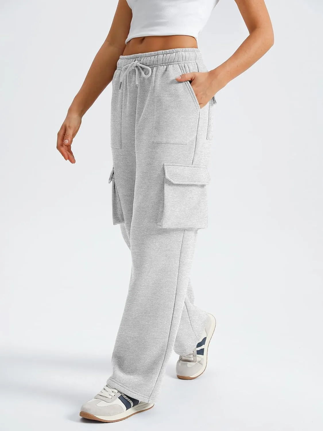 AUTOMET Womens Sweatpants Wide Leg Cargo Pants Fall Fashion Outfits Sweats Baggy Winter Clothes Parachute Joggers