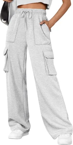 AUTOMET Womens Sweatpants Wide Leg Cargo Pants Fall Fashion Outfits Sweats Baggy Winter Clothes Parachute Joggers