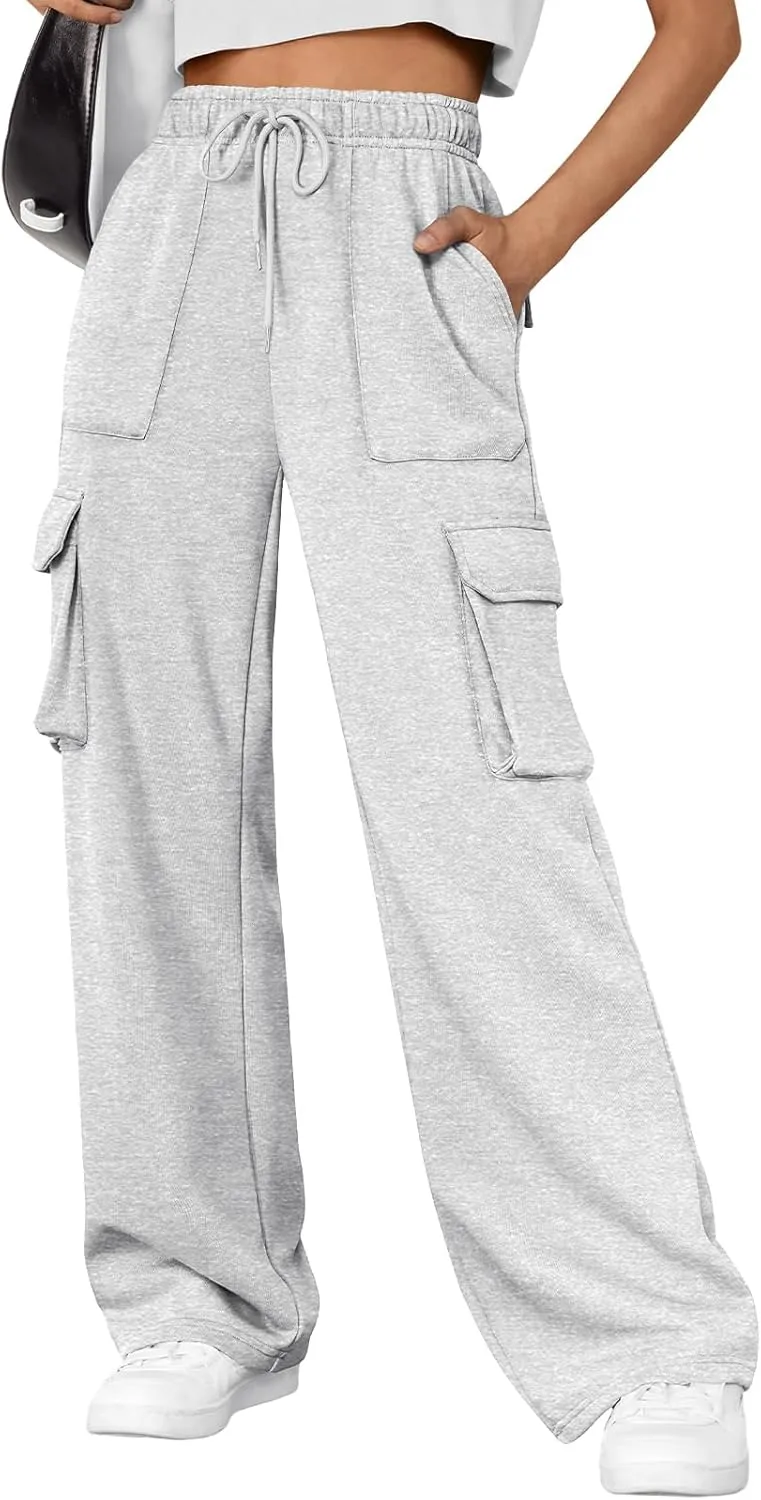 AUTOMET Womens Sweatpants Wide Leg Cargo Pants Fall Fashion Outfits Sweats Baggy Winter Clothes Parachute Joggers
