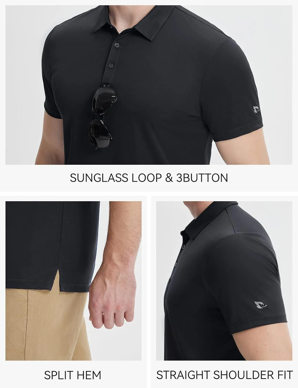 baleaf Men's Long Sleeve Golf Shirt Collared Shirts Polo UPF 50  Lightweight Quick Dry Work Casual Outdoor