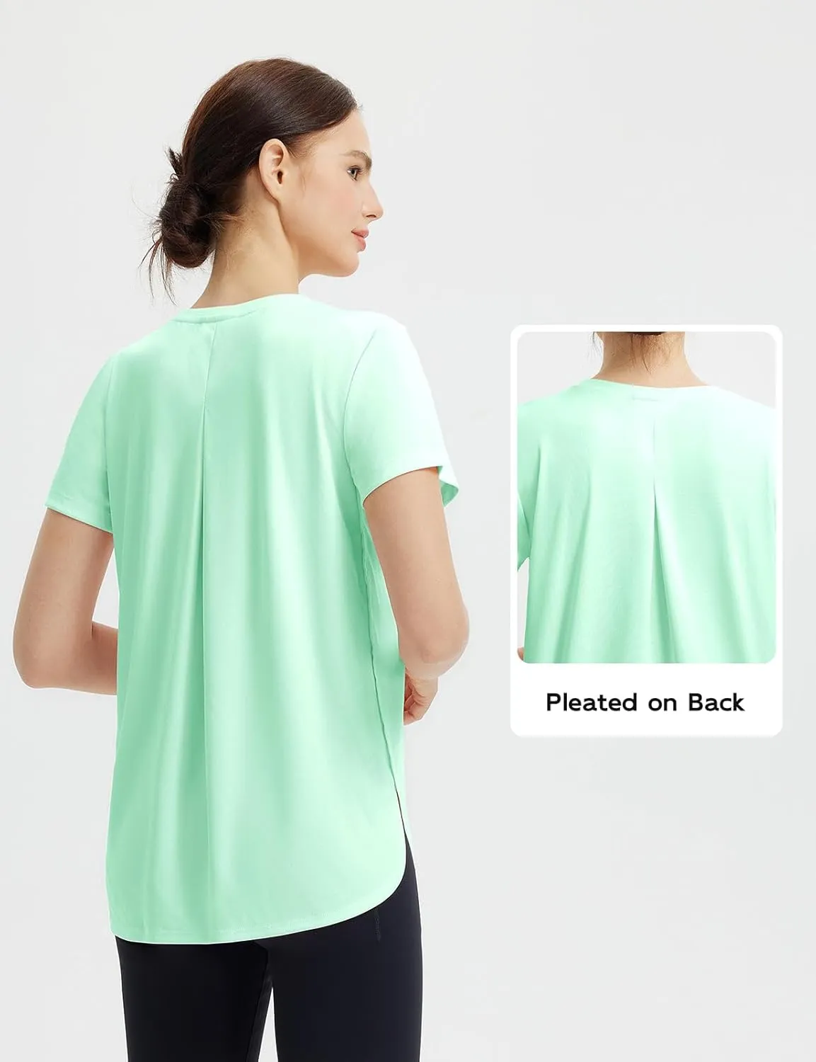 baleaf Women's Short Sleeve Workout Shirts Athletic Running Yoga Tops with Curved Hem Quick Dry Sun T-Shirt UPF 50 