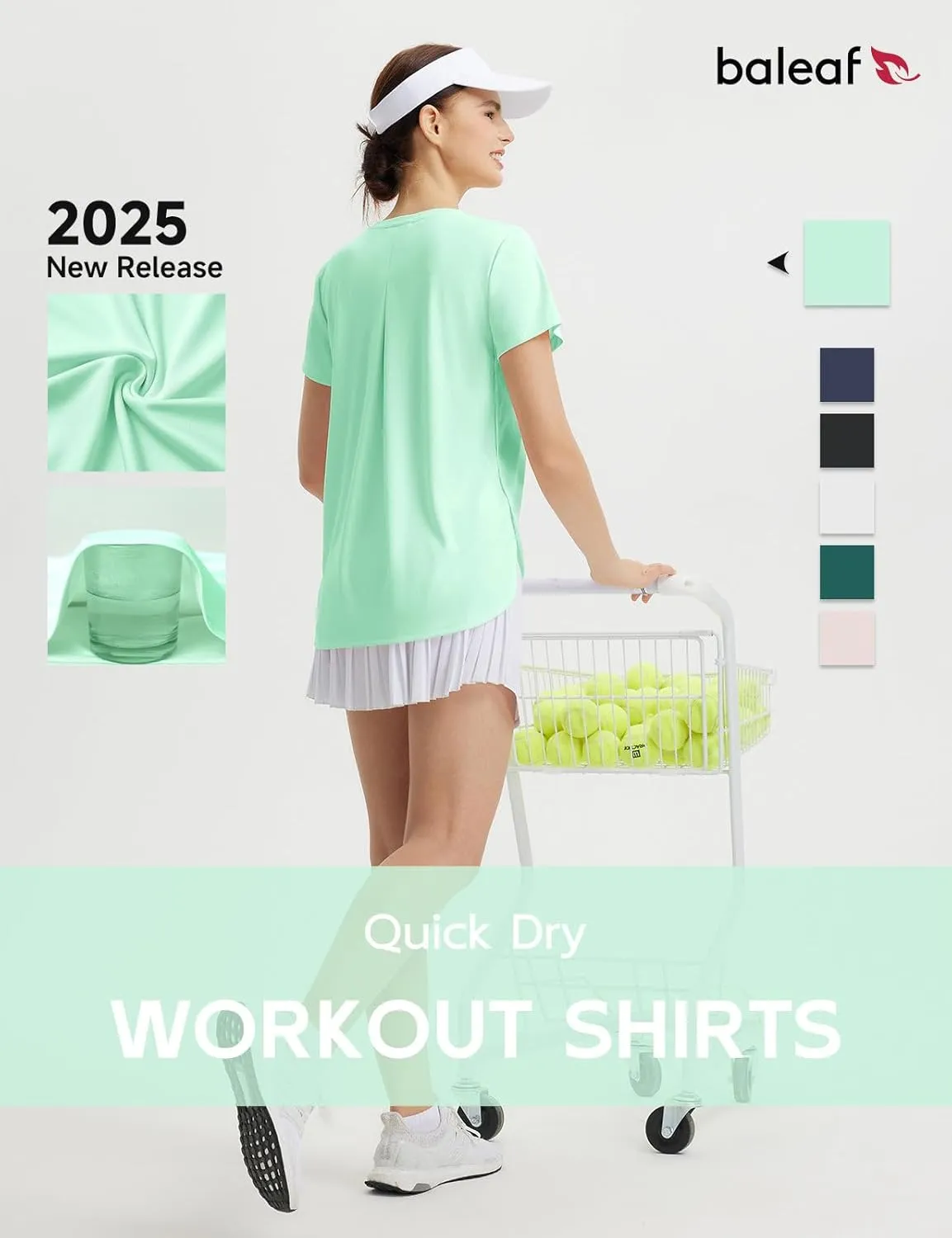 baleaf Women's Short Sleeve Workout Shirts Athletic Running Yoga Tops with Curved Hem Quick Dry Sun T-Shirt UPF 50 